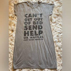 “Can’t Get Out of Bed” Gray Pajama Dress size Large